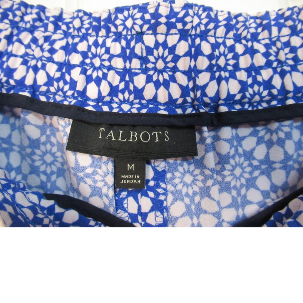 Talbots Blue and White Print Side Stripe Drawstring Eastport Pants - Picture 3 of 3